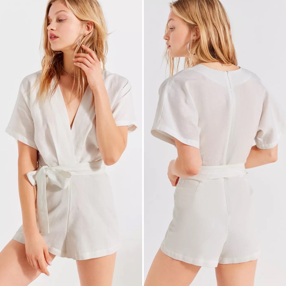 Urban Outfitters Ruby Linen Surplice Jumpsuit